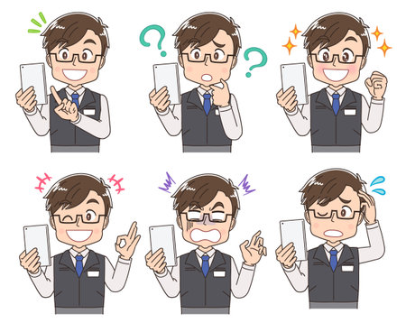 Male electronics store clerk or retail store staffのイラスト素材