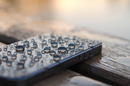 Smartphone with water drops