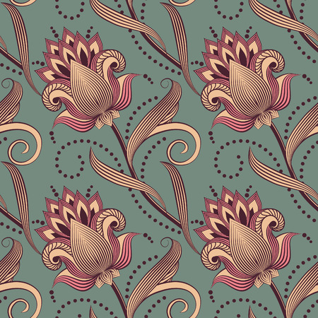 Ornamental floral vector seamless background. Four colors.のイラスト素材