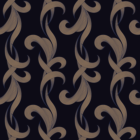 Decorative vector seamless background. Abstract leaf design.  Line repetition. three colors.のイラスト素材