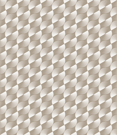 Optical illusion, seamless monochrome pattern of glossy circles with hexagonal grid. Vector metallic texture without gradient. Simple to edit.のイラスト素材
