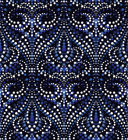 Seamless pattern of dotted damask. Elegant texture background in blue tone. Simple to edit, without gradient.のイラスト素材