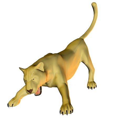 3D rendering of a yellow Panthers in attack positionの写真素材