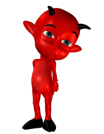 3D rendering sad little red devilの写真素材