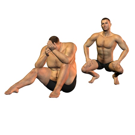 3d  rendering of a fat man who  is ashamed as illustrationの写真素材