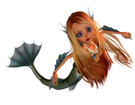 3d rendering of a little mermaid as illustrationの写真素材