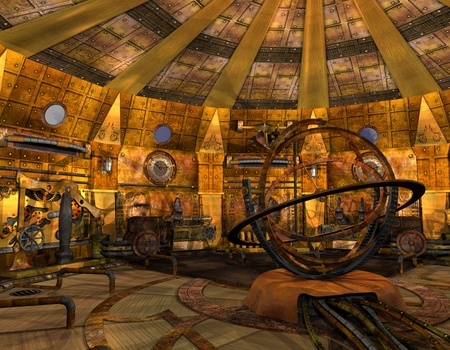 3D Rendering Interior view of a time machineの写真素材