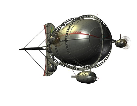 3D rendering of a Zeppelin airship from the frontの写真素材