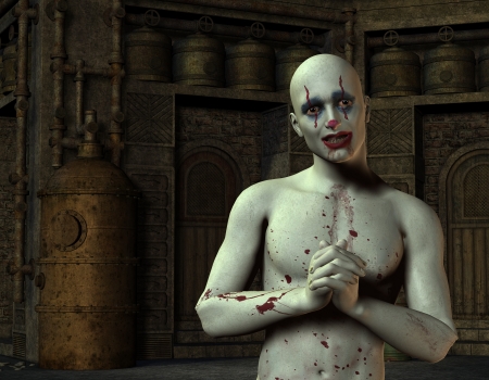 3D rendering of a bloody clownの写真素材