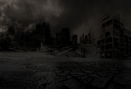Background destroyed city after a disasterの写真素材