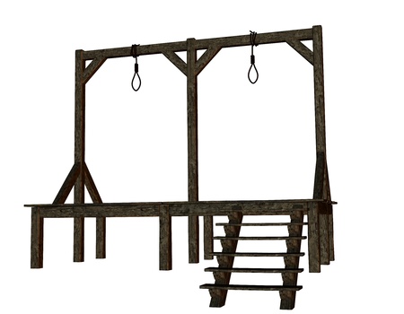 Cutout of a gallows in the Middle Agesの写真素材