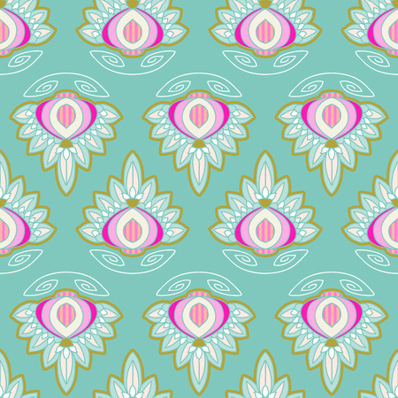 Doodle floral seamless vector pattern. Pastel colors.のイラスト素材