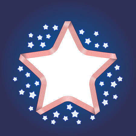Ribbon star frame. 4th july Independence Day background with shining stars. Vector illustrationのイラスト素材