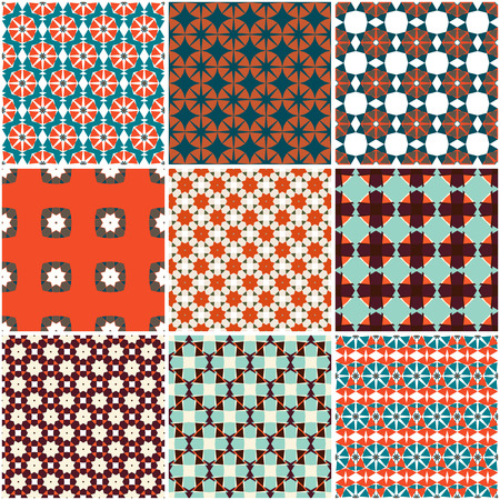 Retro decorative set: 9 seamless patternのイラスト素材