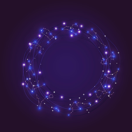 Zodiac shining constellations frame with starsのイラスト素材