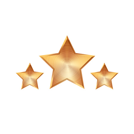Three golden quality stars. Vector rating elements.のイラスト素材