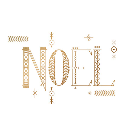 Golden noel word lettering with geometric ornamentのイラスト素材