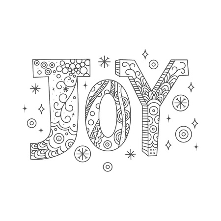 Adult coloring lettering illustration with doodle ornament.のイラスト素材