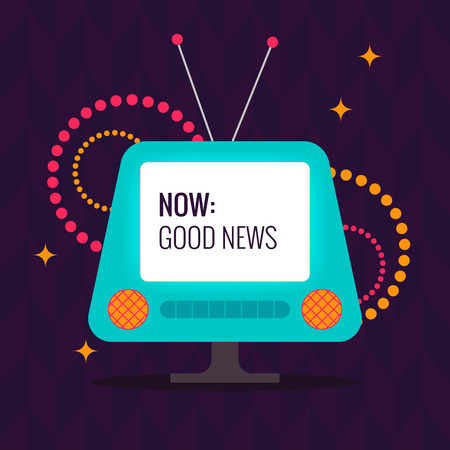 Retro television illustration. Can be used as card, poster, advertising or flyerのイラスト素材