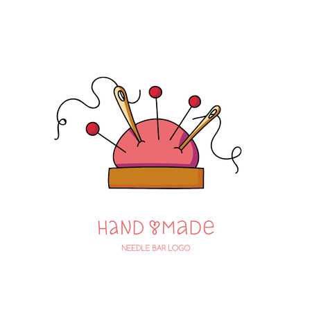 Hand made logo pin and needle cushion, hobby iconのイラスト素材
