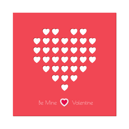 Vector template for laser cutting. Can be used as invitation, envelope, greeting card. Paper craft silhouette. Openwork square frame with hearts for St. Valentine Dayのイラスト素材