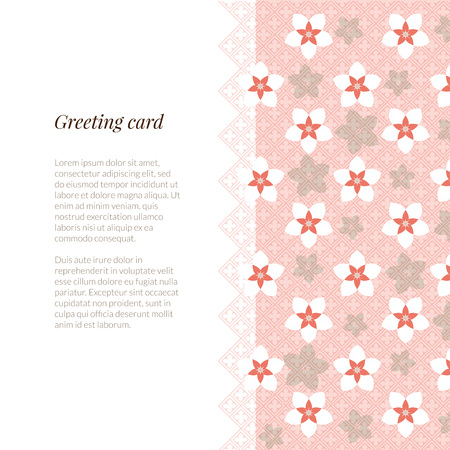 Greeting card, wedding invitation or menu template with flower decorative backgroundのイラスト素材