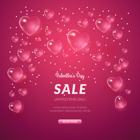 St. Valentine's day background with many bubble hearts. Can be used as greeting card or promotion, invitation, save the dateのイラスト素材