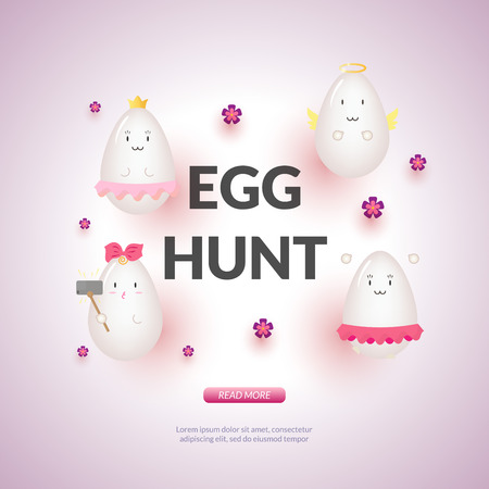 Easter poster concept with kawaii egg characterのイラスト素材