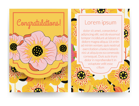 Beautiful invitation with flower pattern. Can be used for certificate, thank you, happy birthday, save the date or greeting cardのイラスト素材