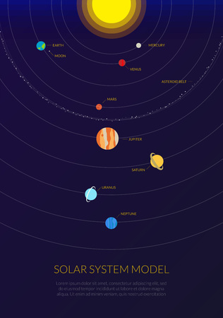 Our solar system poster. Flat style  infographicのイラスト素材