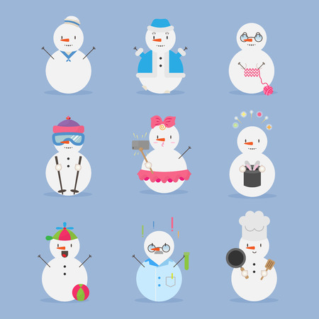 Snowman character emotion  winter and christmas setのイラスト素材