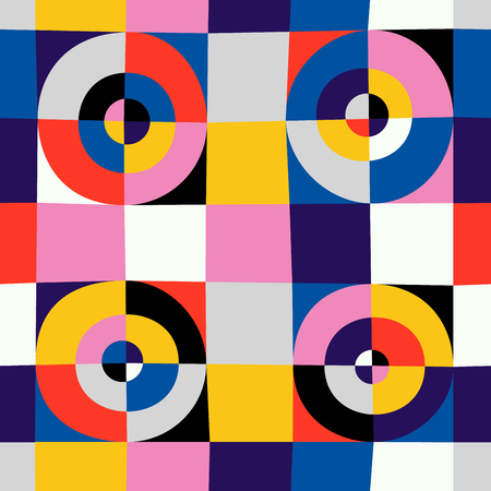 Abstract cutted circles by square seamless pattern.のイラスト素材