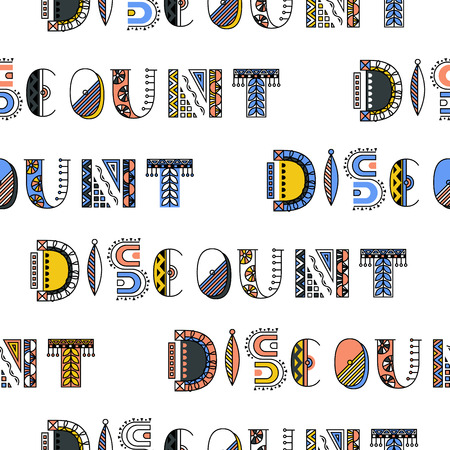 Discount modern doodle lettering. Simple seamless pattern.のイラスト素材