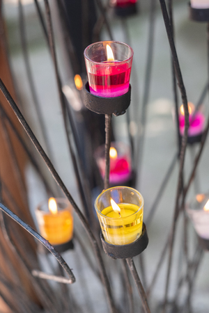 group of colorful beeswax candleの写真素材