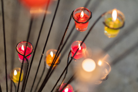 group of colorful beeswax candleの写真素材