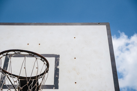 basketball backboard in the garden and blue skyの写真素材