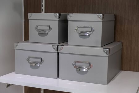 Document box on the white shelf