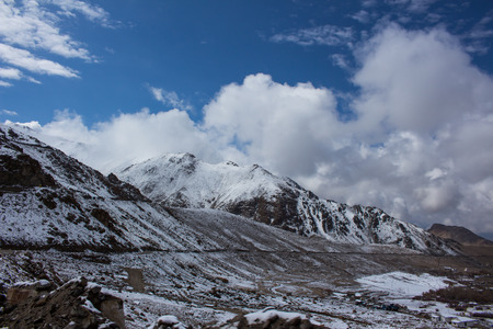 Great snow mountain with beautiful clear blue sky, Leh Ladakh.の写真素材