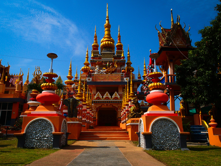 Chiangrai, Thailand - May 29, 2015 : The Thai temple with the decoration of India style in Sai Khao temple.のeditorial素材