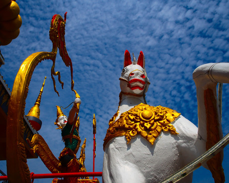 Chiangrai, Thailand - May 29, 2015 : The horse decoration in Sai Khao temple.のeditorial素材