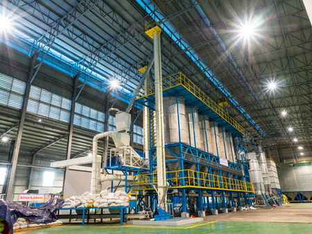 Dedaye, Myanmar - 30 May, 2017 : Paddy production line, parboiled plant.のeditorial素材