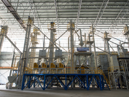 Dedaye, Myanmar - 31 March, 2017 : Lamico rice processing machines.