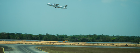 Yangon, Myanmar - 2 April, 2017 : Air KBZ airline is flying an propeller aircraft from Yangon international airport.のeditorial素材