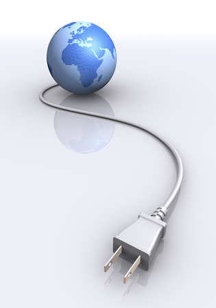 The earth and electric plug. Europe, Africaの写真素材