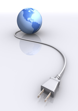 The earth and electric plug. The United States and South Americaの写真素材