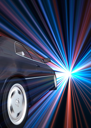 car which runs in the light.の写真素材