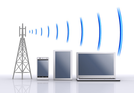 Radio wave, smart phone, tablet and laptop computerの写真素材