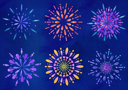 Fireworks and night sky Seasonal illustrations Summerの写真素材