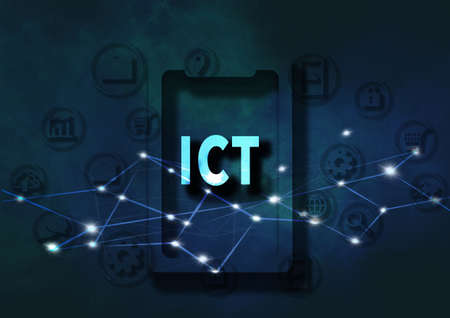 Abstract background illustration of ICT imageの写真素材