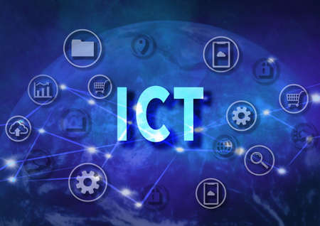 Abstract background illustration of ICT imageの写真素材